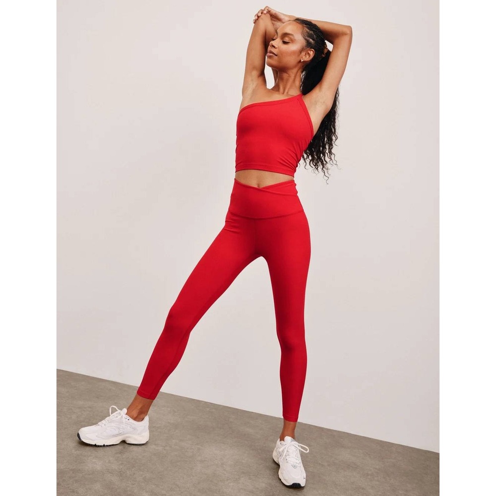 Beyond Yoga Spacedye At Your Leisure Midi Legging Red XS Pilates Yoga Gym EUC